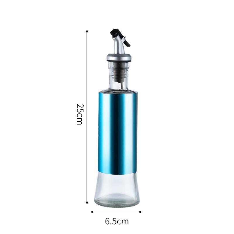 Stainless Steel Glass Oil Bottle Set - Leak-Proof Kitchen Containers for Oil, Soy Sauce, Vinegar, Wine, and Seasonings.