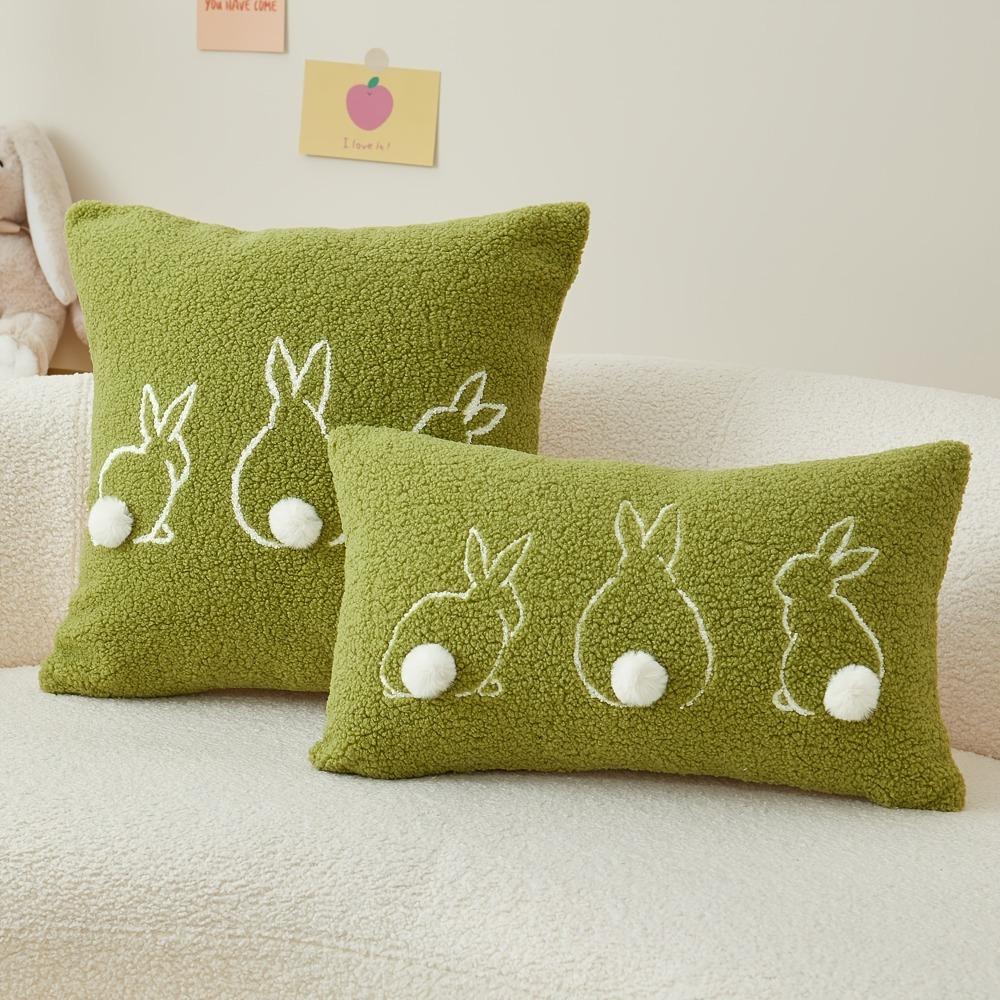 Plush Easter Bunny Pillow Cover Square/Rectangular Pillowslip Cartoon Rabbit Pillow Case  Bed Room