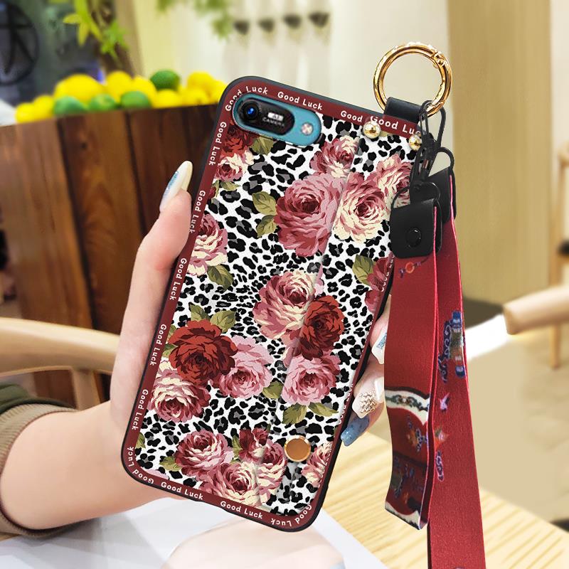Elderly lady Kickstand Phone Case For Itel A25/A35/A25 Pro Lanyard Anti-knock Silicone Fashion Anti-dust Wristband Ring