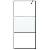 152106 vidaXL Shower Wall Black 90x195 Cm ESG Glass Half-Frosted