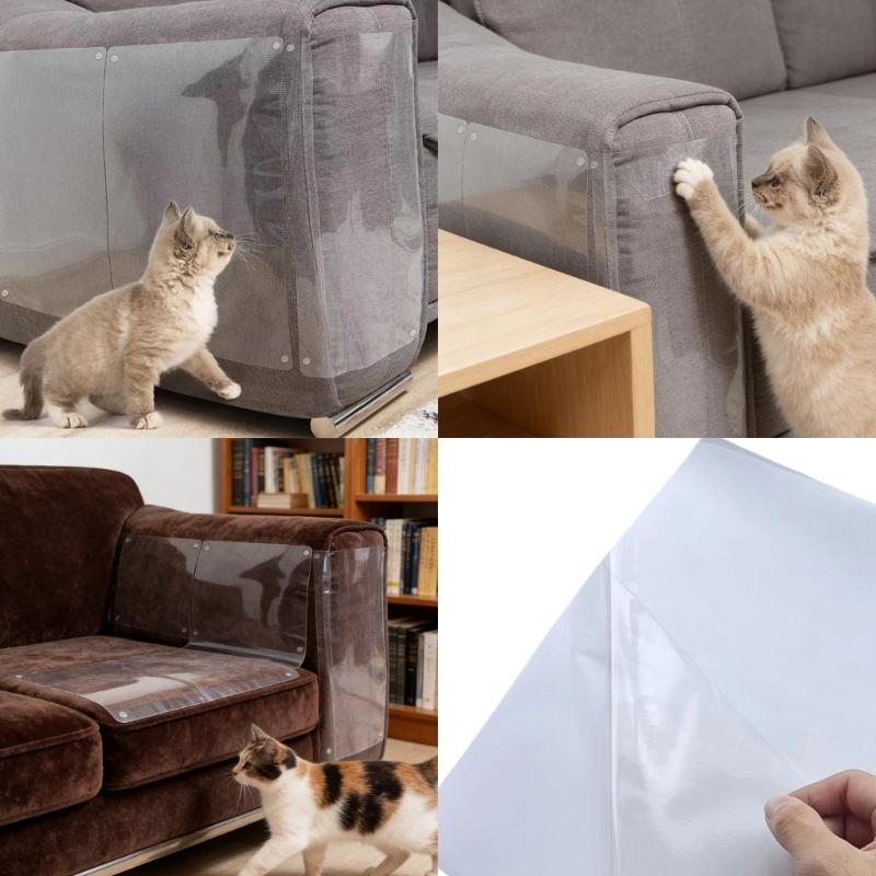 4pcs PVC Adhesive Anti Pet Scratch Protector for Sofa Furniture Transparent Durable Pet Proof Stickers
