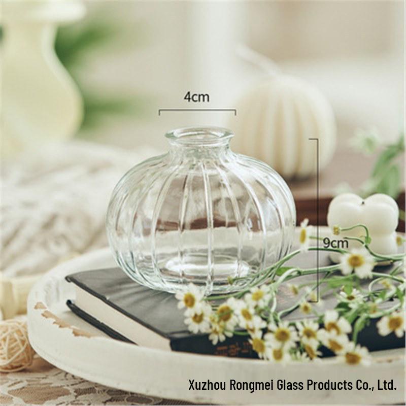 European Light Luxury Relief Glass Vase for Living Room Floral Arrangements - Transparent Hydroponic Ornament