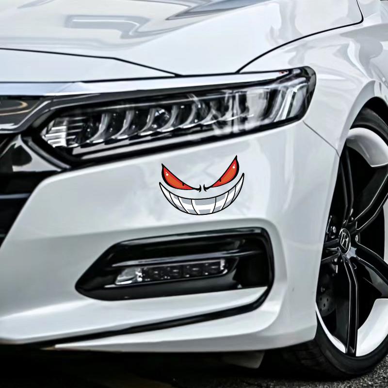 Demon Smiling Face Car Motorcycle Stickers and Decor for Auto Body Rear Windshield Cool Window Bumper Decals Waterproof Styling