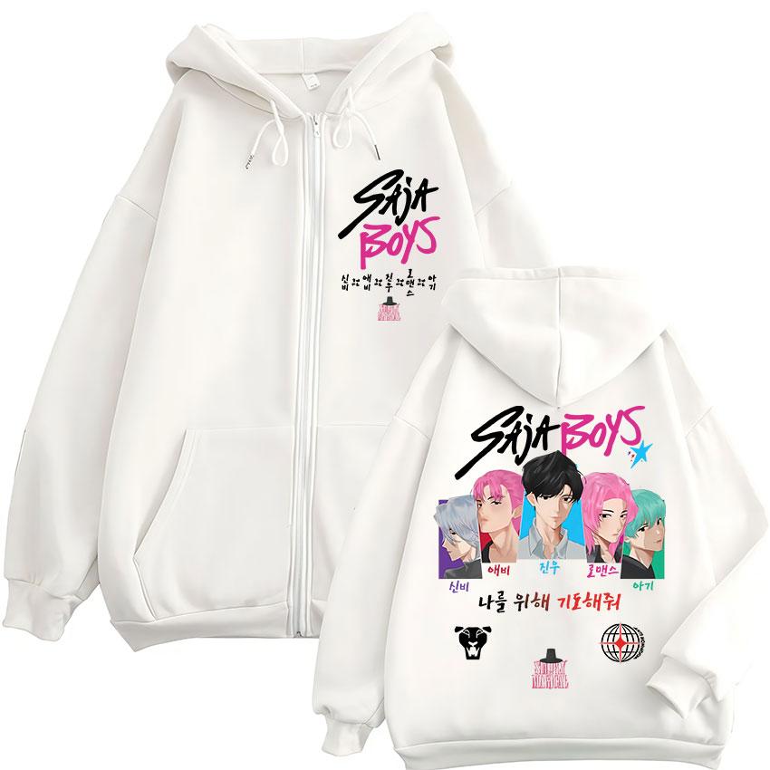 K-pop Saja Boys Demonjegere Film Zip Up Hettegenser Herre Dame Casual Oversized Jakke Sweatshirts Hip Hop Fans Gave Glidelås Hettegensere