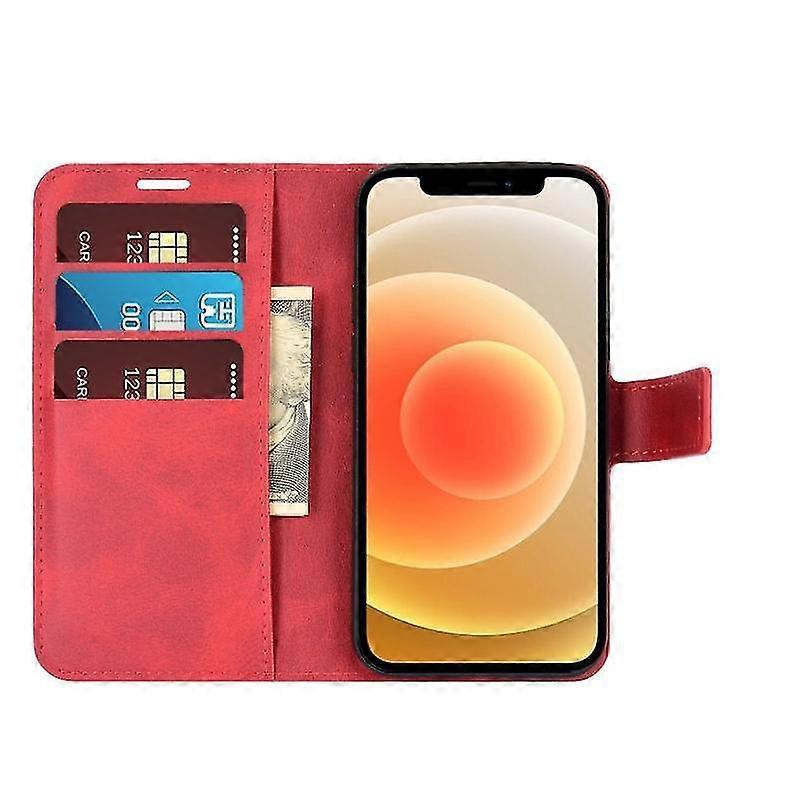 Case Cover For Iphone 12 / 12 Pro Retro Calf Pattern Buckle Horizontal Flip Leather Case With Holder & Card Slot & Wallet(red)