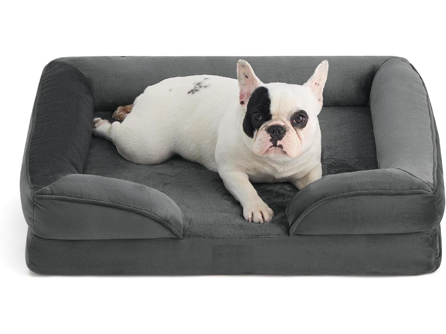 

Популярный плюшевый диван-кровать для собак - Съемный, моющийся, для питомцев среднего и крупного размера 72x57x18 cm темно-серого