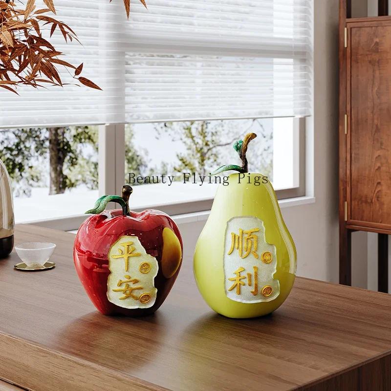 1pc Resin Fruit Ornaments Apple, Pear Shaped Homestay Decoration Blessing A Birthday Present Christmas Interior Decorations