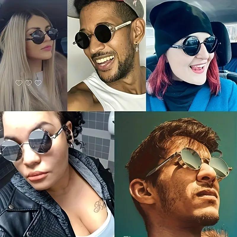 New Retro Round Frame Sunglasses Fashion Women Metal Oval Glasses Men Outdoor Driving Eyeglasses UV400