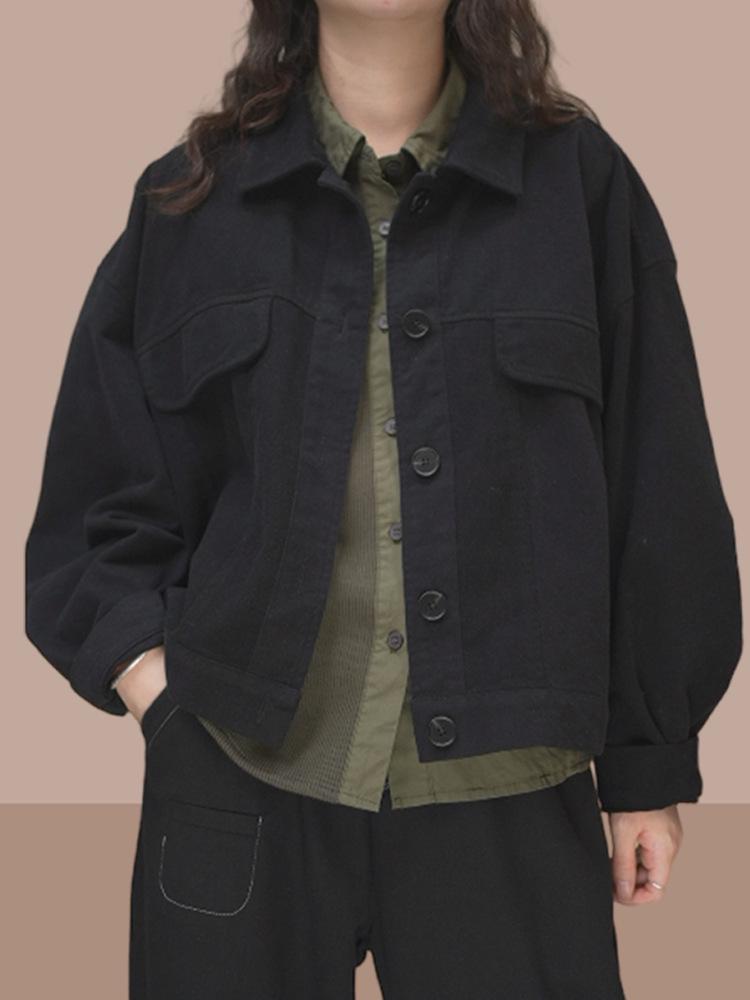 2025 Women's Fashionable Workwear Denim Short Jacket - Spring & Autumn Style