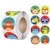 Children's Animal Cartoon Reward Stickers - Self-Adhesive Blue Round Labels for Kindergarten and Decoration