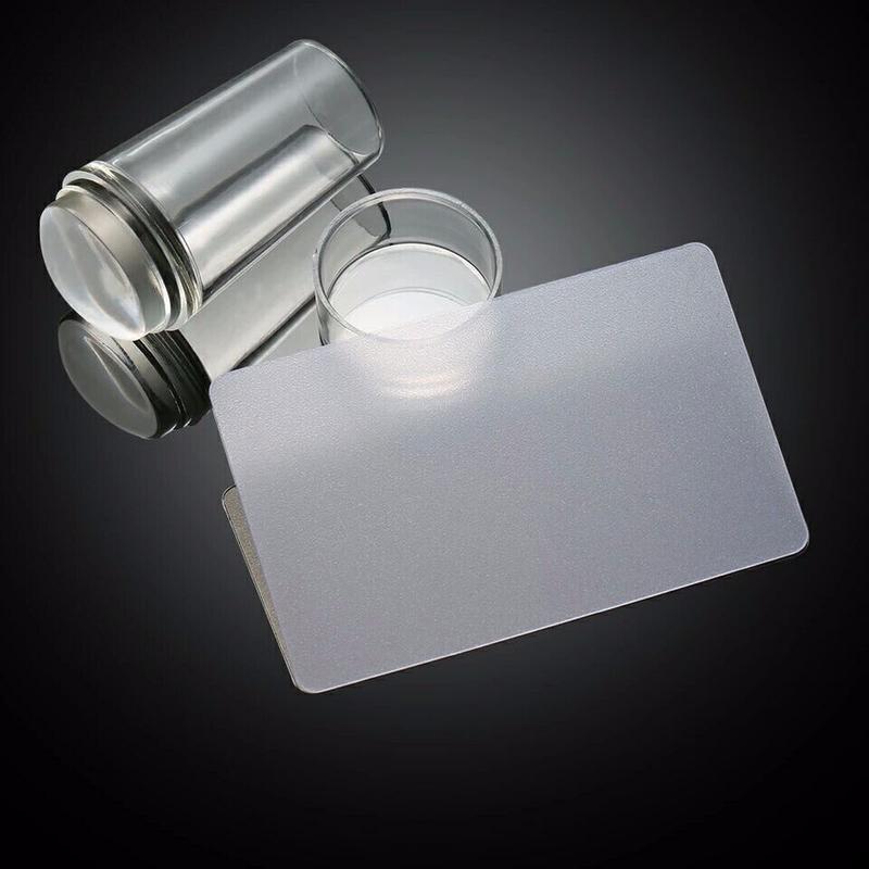 1set Unique New Design Pure Clear Nail Art Stamper Scraper Set Marshmallow Nail Stamp Tools
