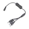 5.5x2.1mm DC5521 Y Splitter Power Cable Female to Three Male Extension with Switcher for LED and CCTV 37CM