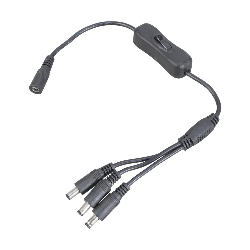 5.5x2.1mm DC5521 Y Splitter Power Cable Female to Three Male Extension with Switcher for LED and CCTV 37CM