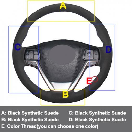 DIY Steering Wheel Cover Wrap Suede For Toyota Sienna 2015- Highlander 14-19