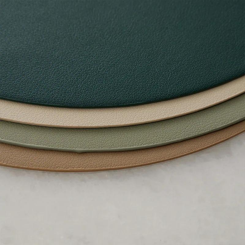 Home Use Solid Color Semi-PU Leather Placemat Waterproof Oil-Resistant Heat-Resistant Table Mats Dining Hotel Settings