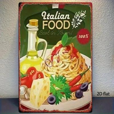 Metal Tin Sign Italian Kitchen Decor Pasta Pizza Vintage Wall Art