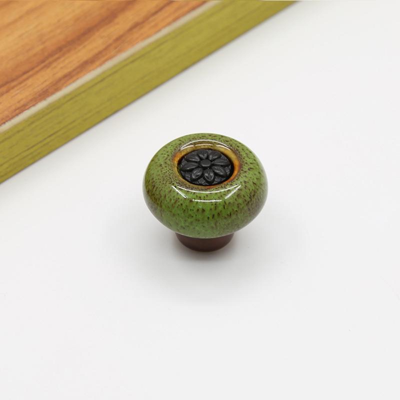 Wardrobe Door Small Handle Retro Cabinet Leopard Print Glass Handle Circular Single Hole Handle Home Decoration