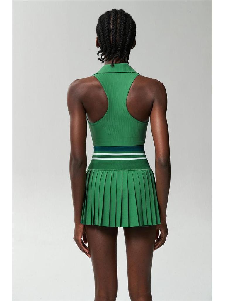 Alo Golf Pleated Skirt & Sleeveless High-End Yoga Tank Top Set - Women's Summer Clothing