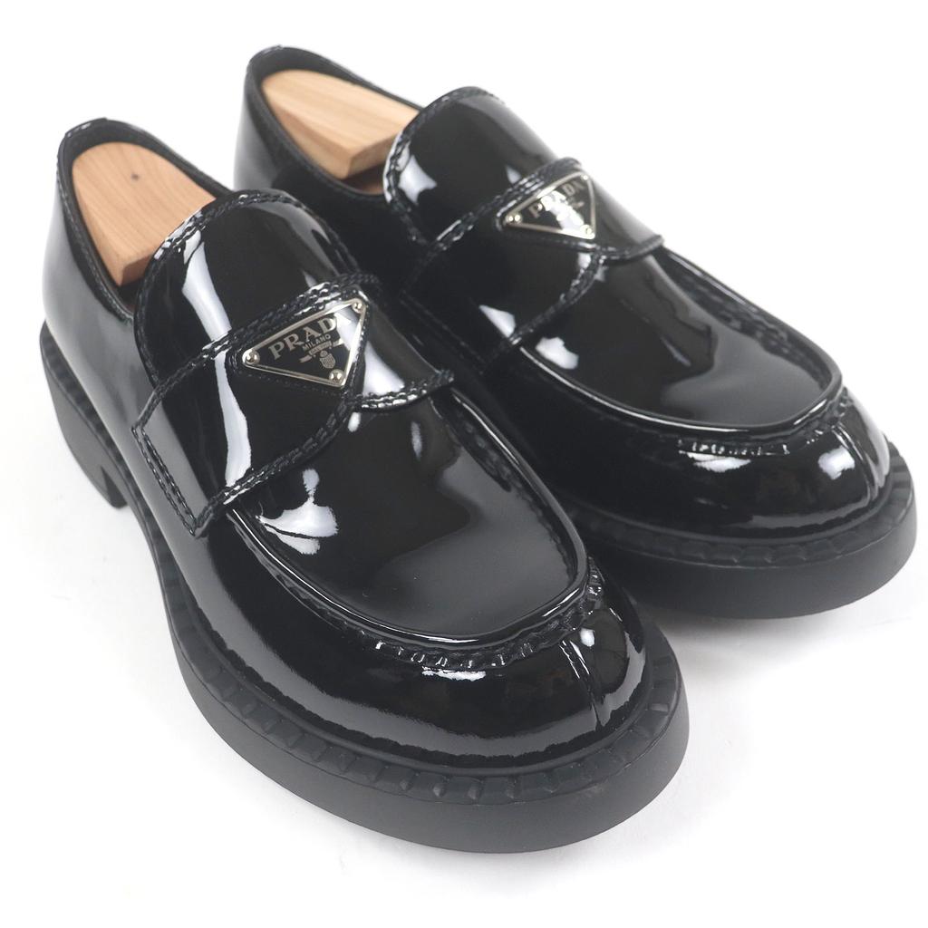 Prada Slipper Schokolade Dreieckslogo Plateau Schwarz Lackleder Herren 6.5 Gebraucht