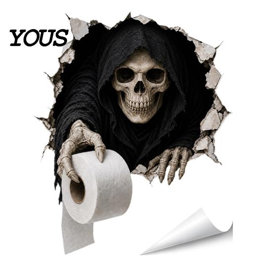 Graphic Wall Stickers for Refrigerator Spooky Crack Ghost Toilet Tank Lid Sticker, Halloween Horror 3D Broken Zombie Waterproof PVC
