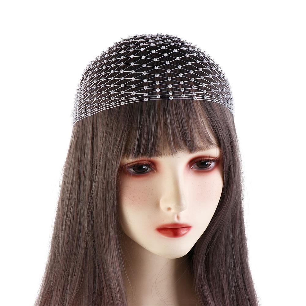 Accessories Summer Bohemian Bling Turban Mesh Head Scarf Cap Rhinestone Headband Women Hair Scarf