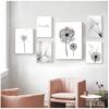 Wall Art Canvas Abstract Painting Picture Nordic Dandelion Flower S and Prints Living Room Scandinavian Black and White