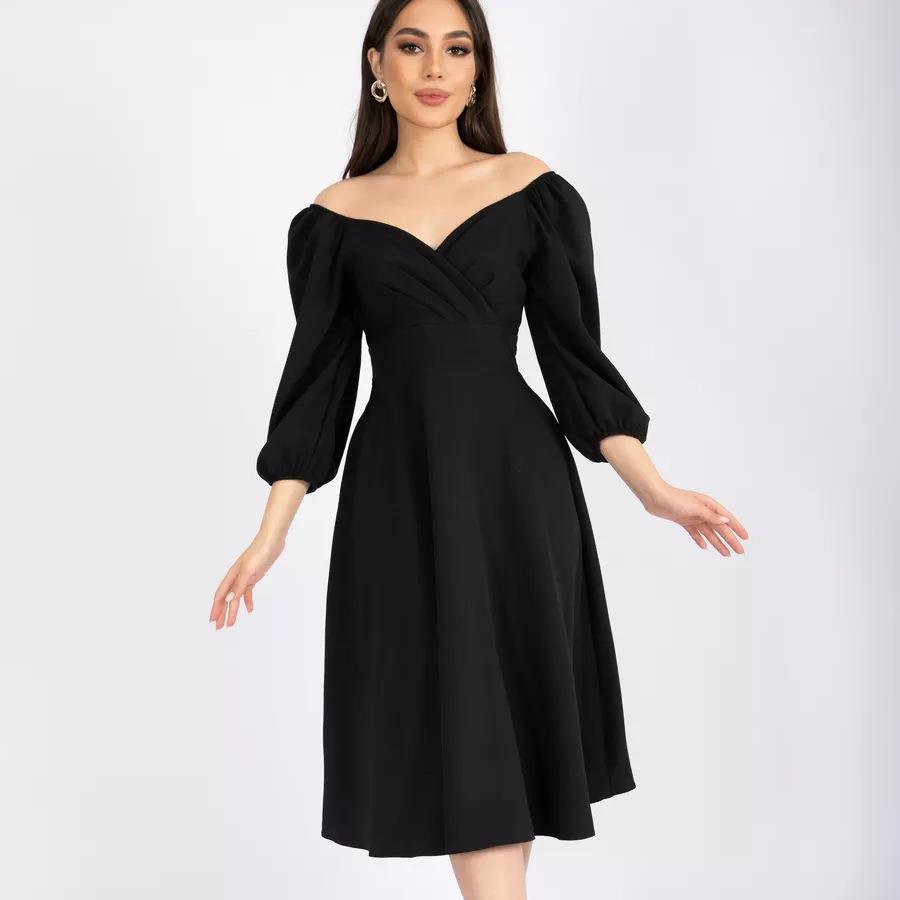 Spring V-Neck Waist-Cinching Puff Sleeve Dress with Pockets for Women