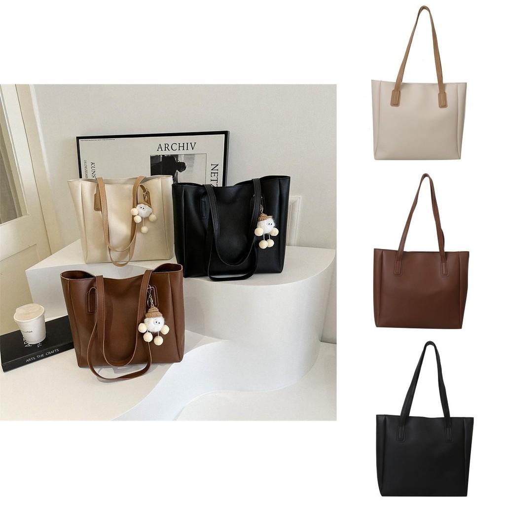 Versatile Pu Leather Tote Bag For Women 2023 Street Style Commuter Shoulder Bag With Inner Pockets