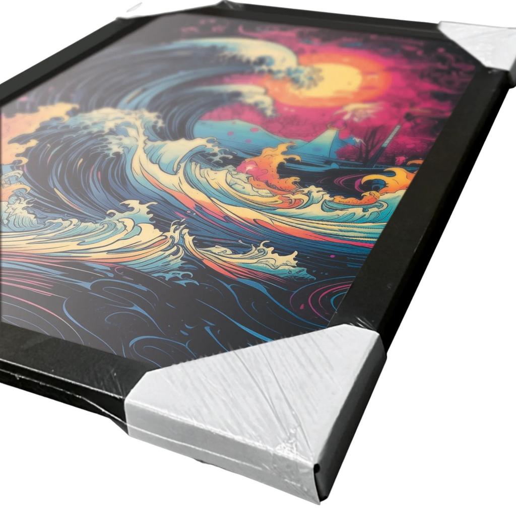 Wave Collection Neon Whirlpool Framed Poster