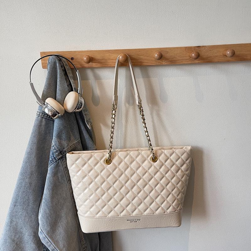 Sac grande capacité, Sac à bandoulière rétro, Sac fourre-tout de ville à chaîne en forme de losange