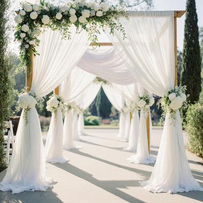 Tenda Bianca in Garza Trasparente per Matrimoni all'Aperto per Decorazione Archi