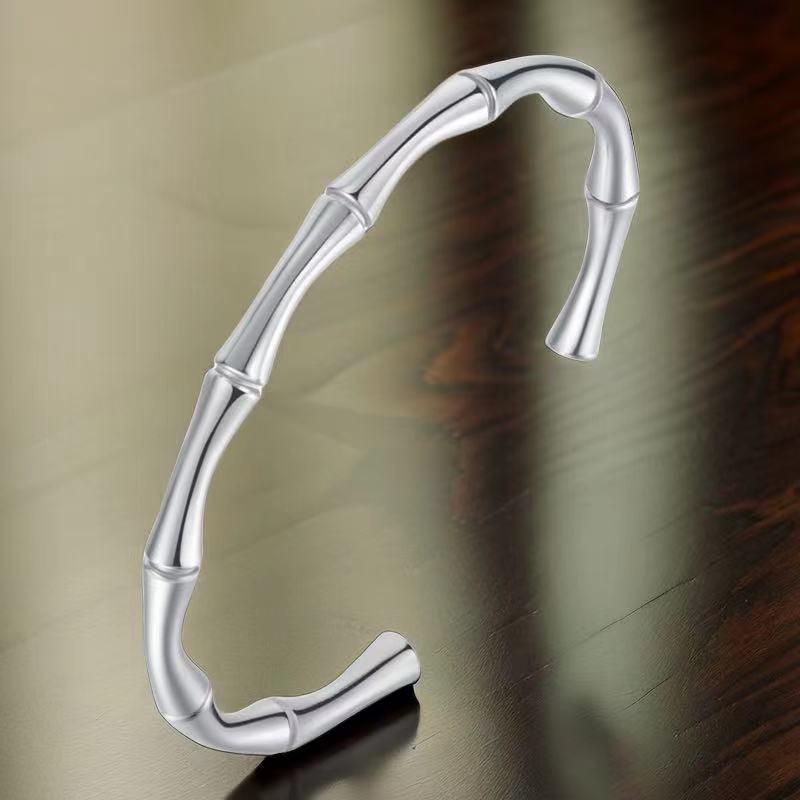 Stainless Steel Bamboo Joint Bracelet - European & American Design with Buckle, Titanium Steel Women s Jewelry.