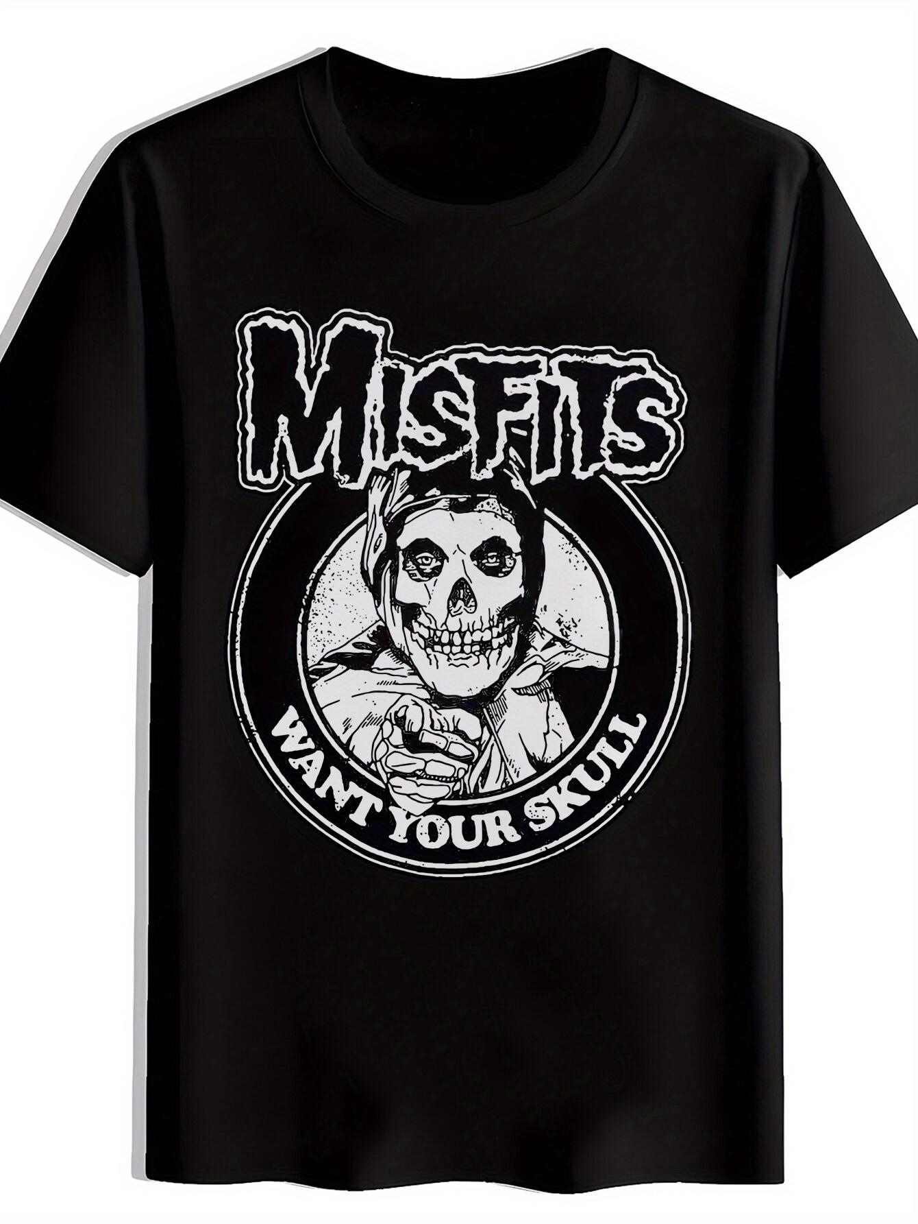 Vintage Rock Band Graphic T-shirt - Misfits Want Your Skull Skull Design L