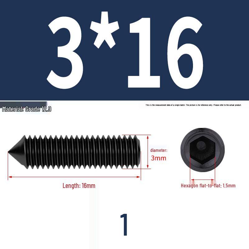 12.9 Edelstahl 304 Innensechskant Kegelspitze Gewindestift M2/M3