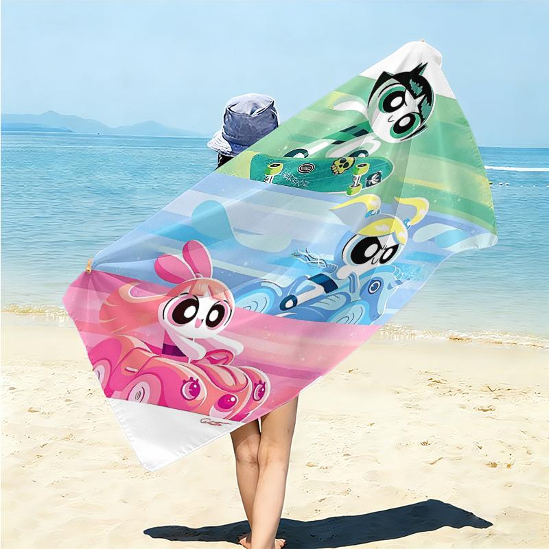 1Pc Powerpuff Girls Adventure Beach Towel Microfiber Beach Towel Thin Absorbent For Beach Swimming Yoga Bath Sports 0917297