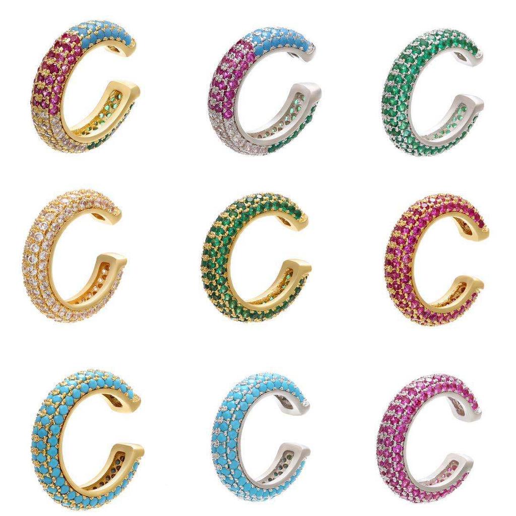 Fashion Colorful Ear Cuffs 18k Gold Plated Micro Pave Ear Cuff Earing