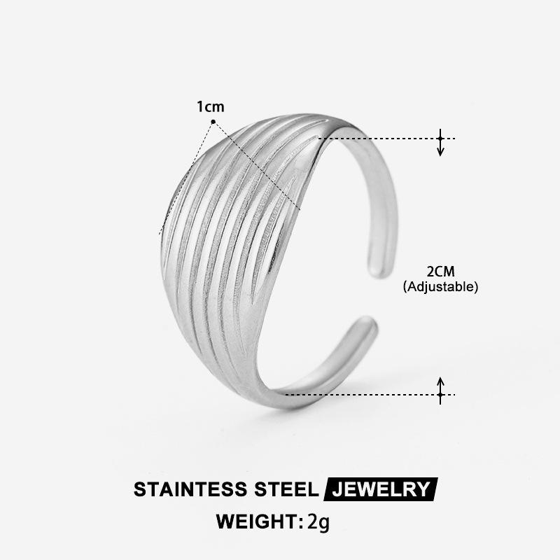 Women’s Luxe Gold-Plated Stainless Steel Irregular Lines Open Ring Set