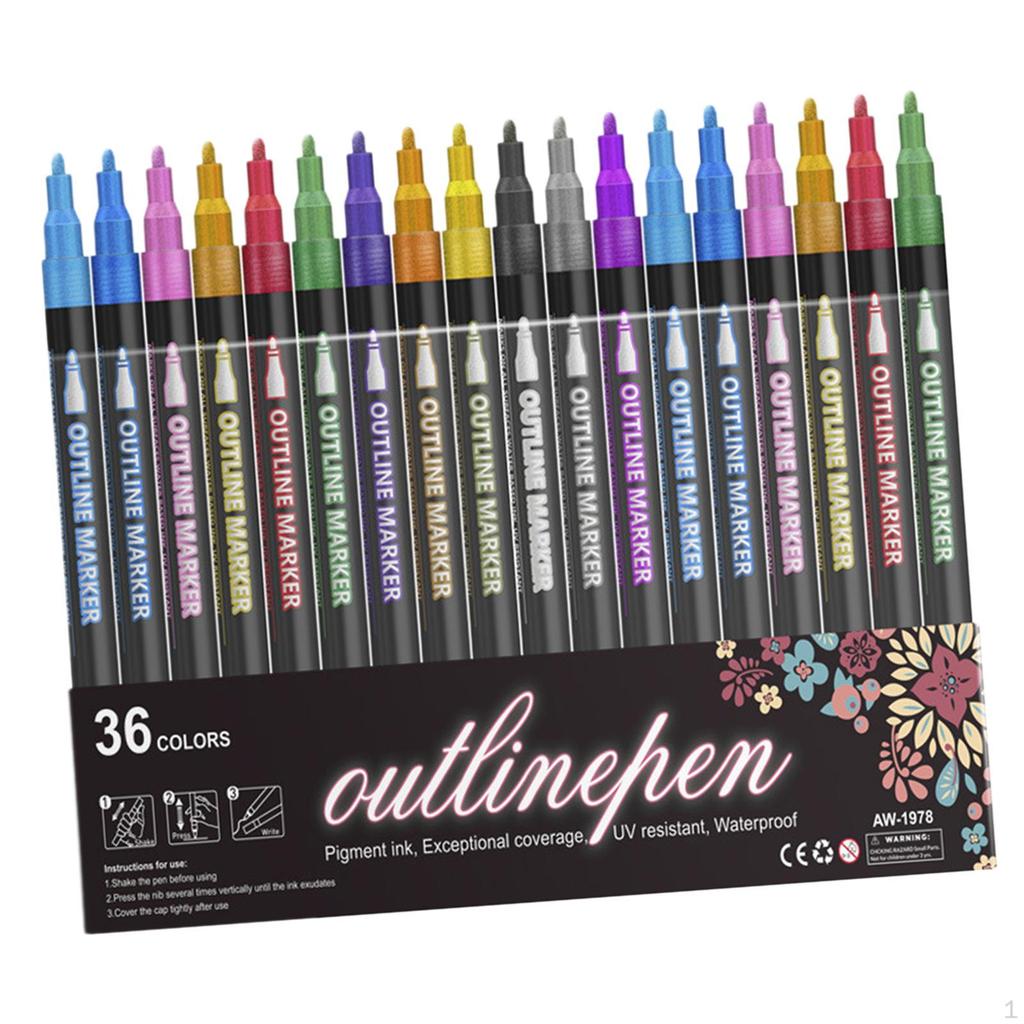 Double Line Outline Markers Craft Pens School Supplies Highlighter for Making Cards