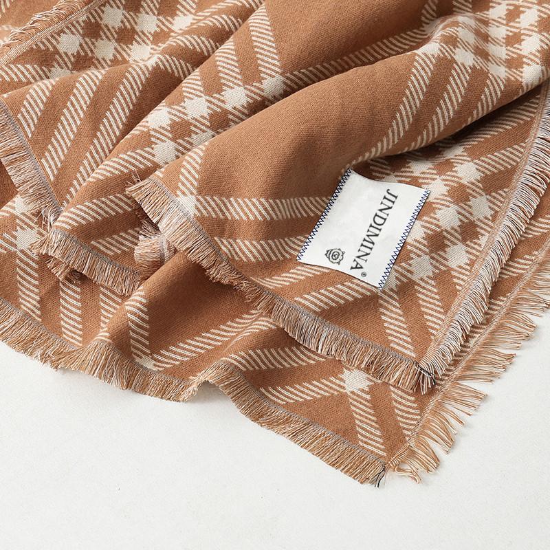 Plaid Scarf Autumn and Winter Korean Style Imitation Cashmere Scarf Women's Winter Versatile Double sided Scarf Shawl High End