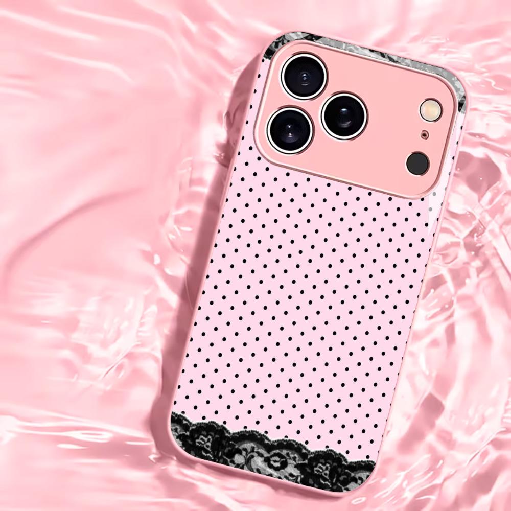 Modern Pink Polka Dot phone case for iphone 17 case for iphone 17 pro max cover Glass for iPhone 17 16 15 14 13 12pm Pro Plus