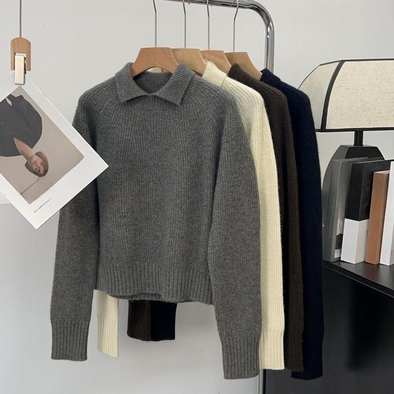 Fashion France Knit Long Sleeve Tops Woman Design Loose Slim Solid Sweater Female Retro Chic Elegant Casual Thicken Warm Clothes New