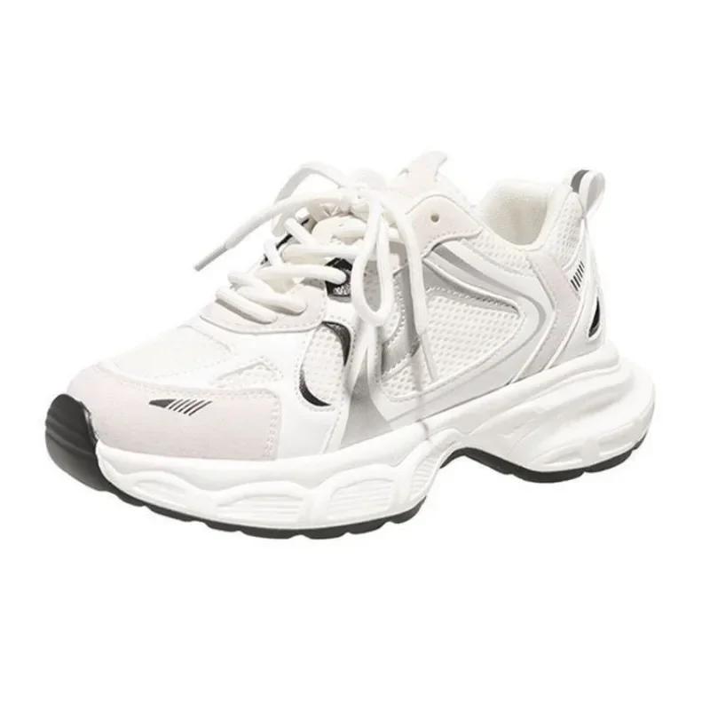 Women's Casual Shoes Breathable Wear-resistant Thick Soled Sports Shoes Fashion Mesh White Women's Shoes Sneakers Zapatos Mujer