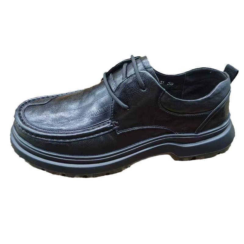 High-end autumn light-soled business leather shoes men's cowhide round head trend fashion casual men's leather shoes
