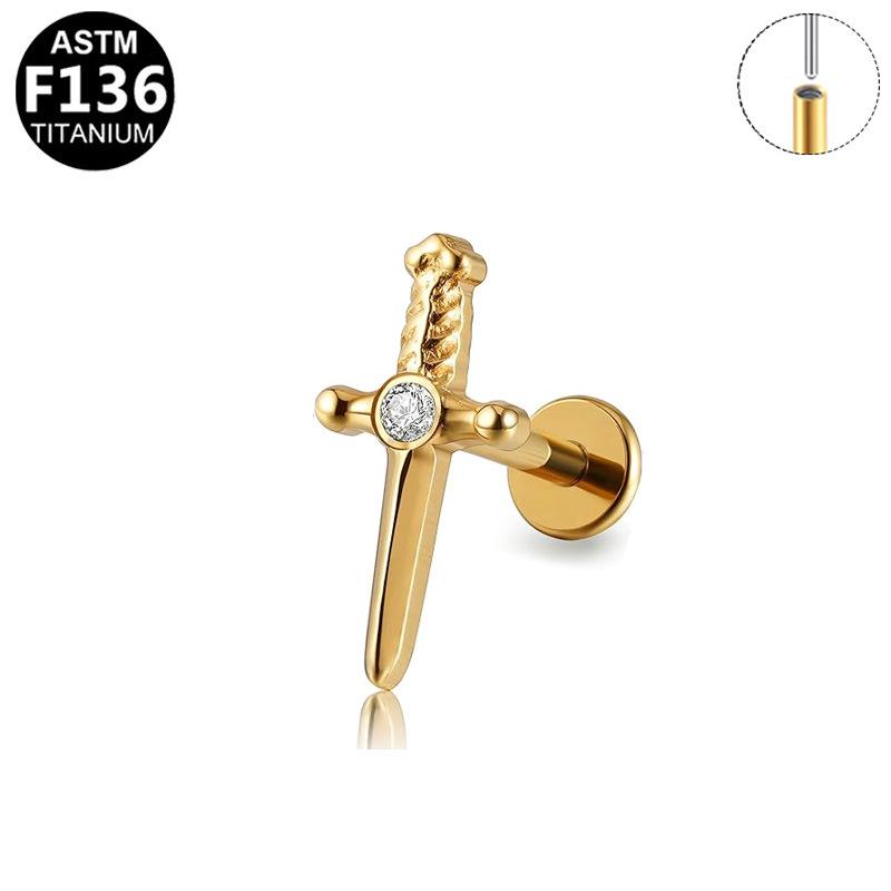 Titanium Alloy Lightning Lip and Ear Stud F136
