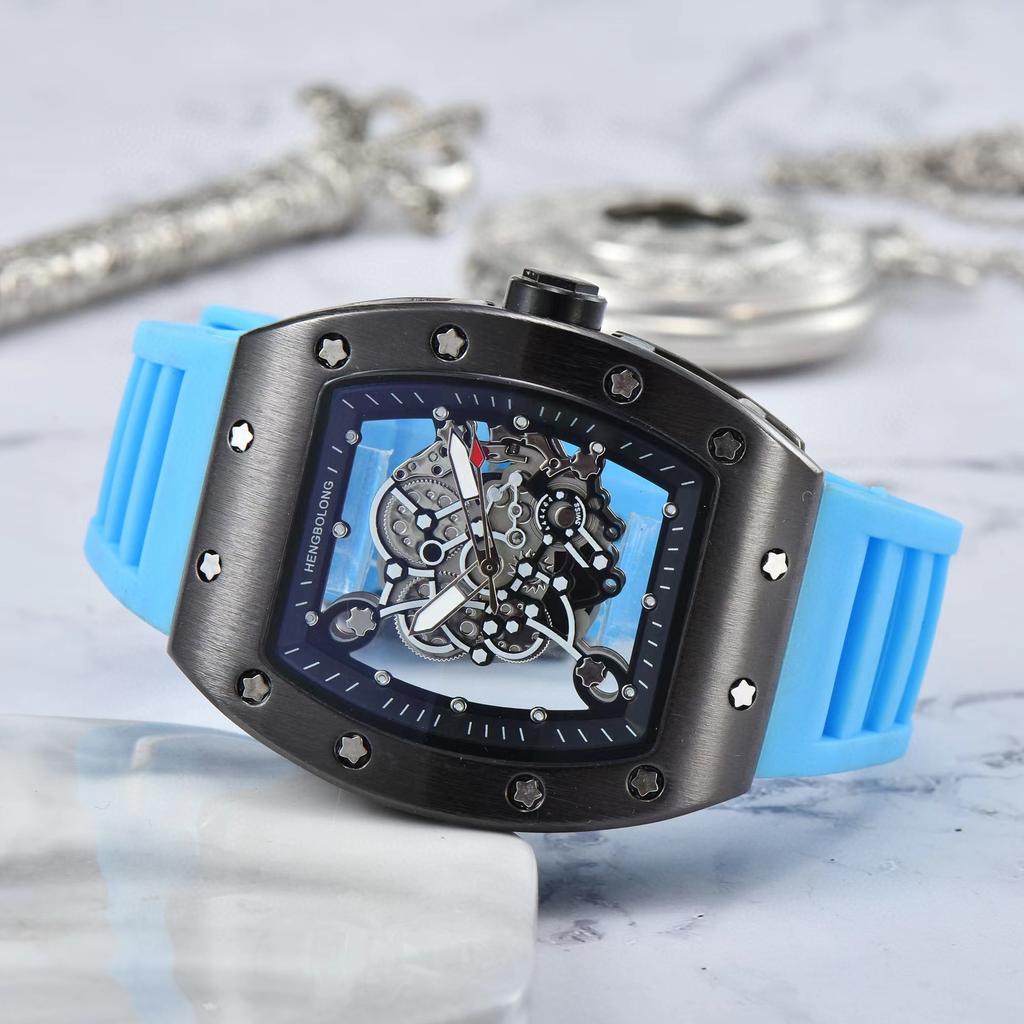 Barrel-shaped hollow through bottom European and American pointer business men's quartz watch