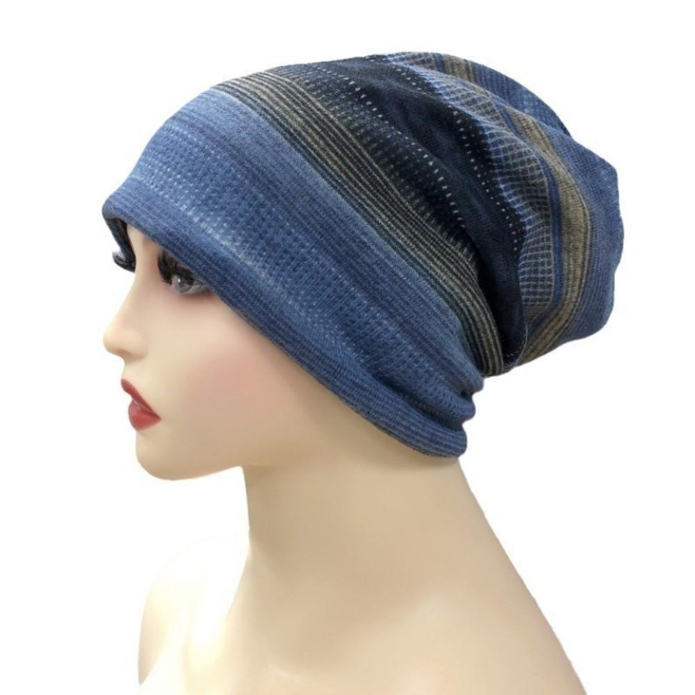 Stripe Print Pullover Hat Multifunctional Keep Warm Women's Pile Hat Autumn and Winter