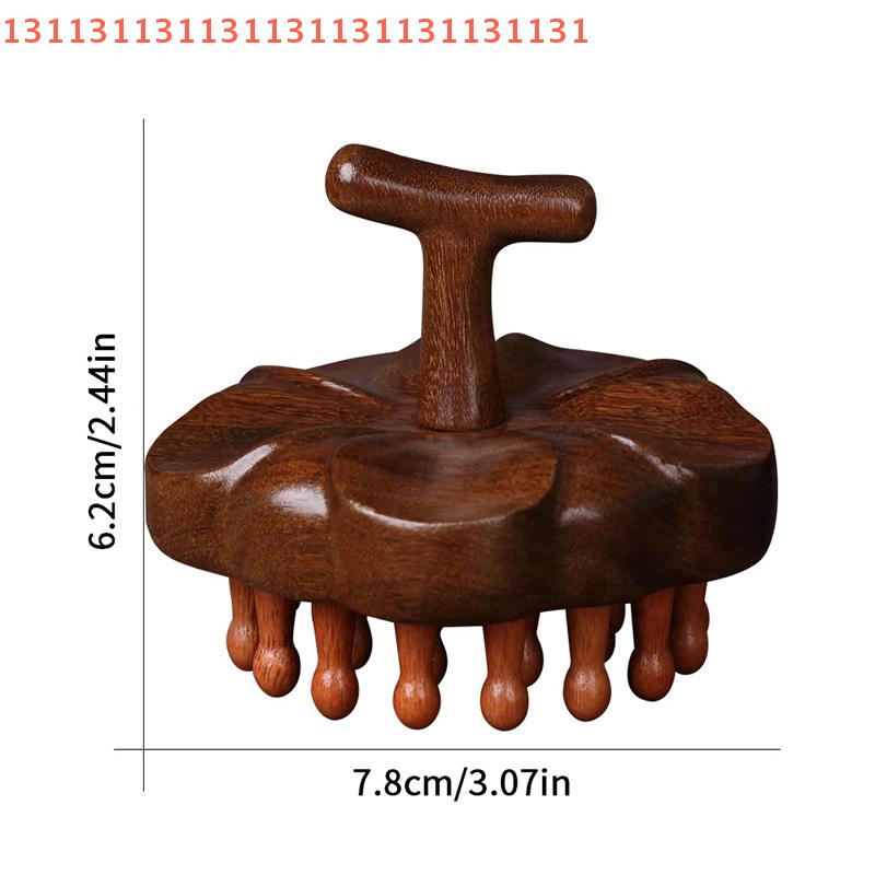 Natural Sandalwood Multi-Functional Head Massager Comb Scalp Therapy Circular Tooth Guasha Scraping Body Massager for Relaxation