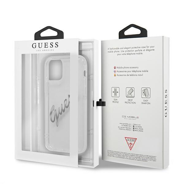 Guess Guhcp12Lktrsvsi Iphone 12 Pro Max 6,7 Transparent Hardcase Vintage Script Silver