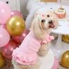 Fashion Lotus Leaf Edge Pet Base Dress Soft Comfortable Lover Pattern Dog Skirt Shirts Solid Color Pet Layered Skirt Party