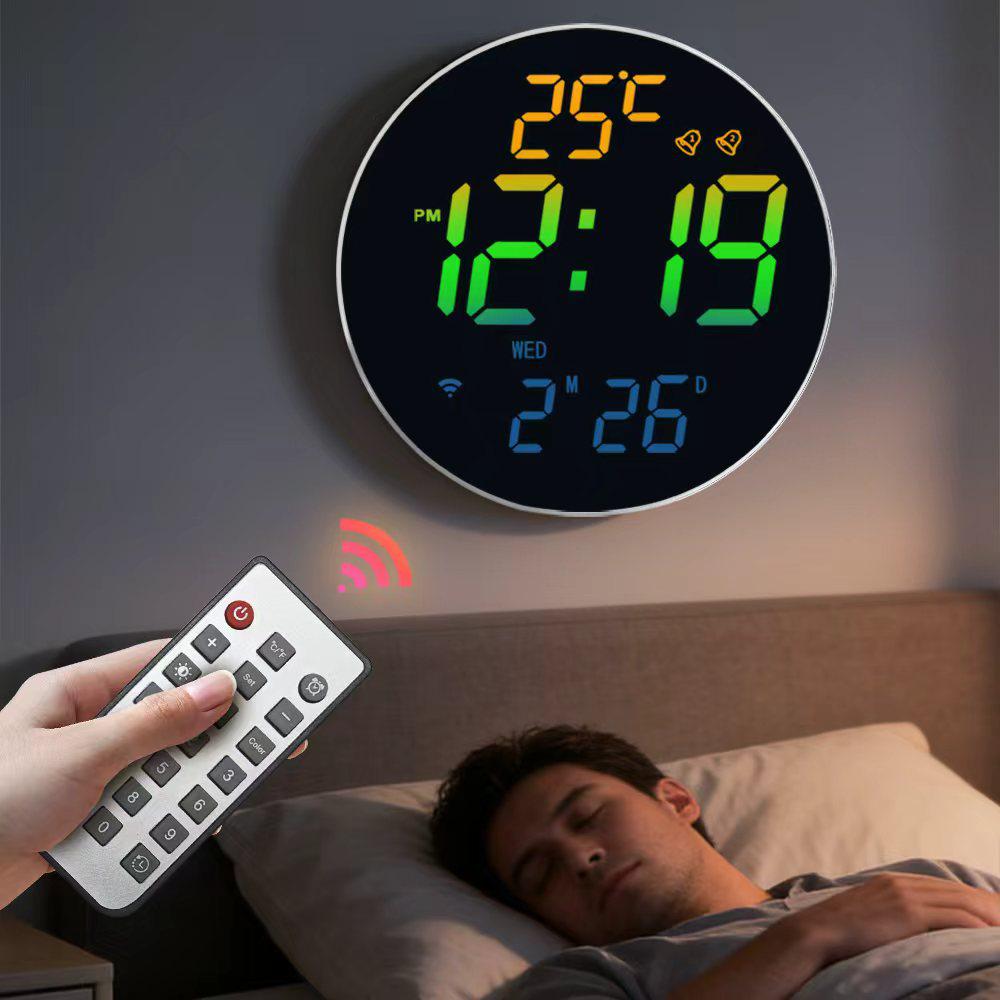RGB Bluetooth Synchronizing Wall Clock: Smart Luminous Alarm & Perpetual Calendar